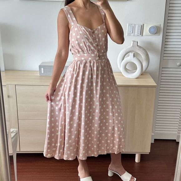 Reformation Lanai Polka Cot Cutout Back Midi Dress XS - Picture 1 of 10